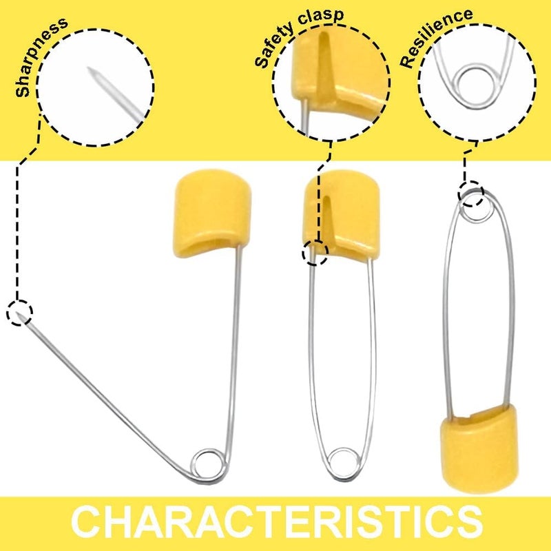 Yosawa 50Pcs 2.2" Plastic Head Safety Pin Nappy Cloth Diaper Safety Pins with Safe Locking Closures (Orange) - Image 3